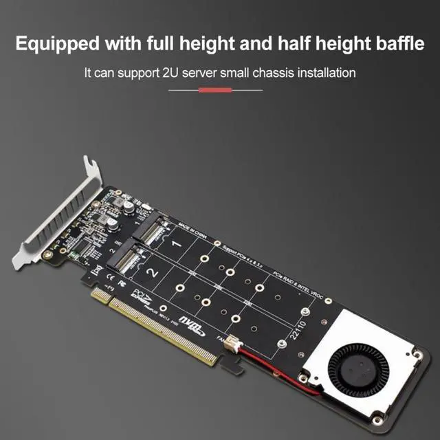 Alt view image 4 of 5 - 4-disk NVME Raid PCI-E X16 Split Card PCI—E X16 To M.2 M-key NVME X4SSD RAID Motherboard Adapter