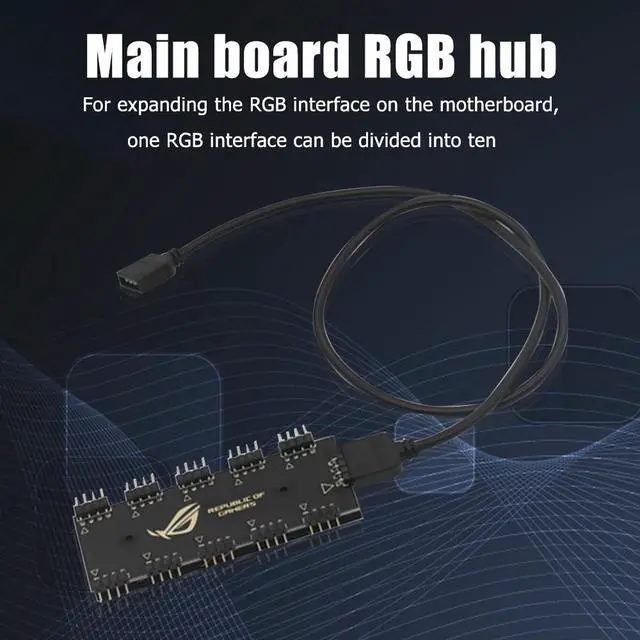 Alt view image 4 of 5 - 12V 4Pin/5V 3 Pin Interface RGB Hub Splitter 3Pin 4pin Header Extension Cable for Motherboard Fan Magic Synchronous Power Supply