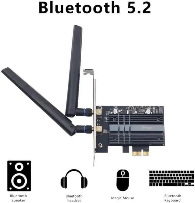 Alt view image 3 of 5 - 3000Mbps PCI-e Wireless Adapter Intel AX210 wifi 6E Wlan Card Bluetooth 5.2 Dual Band 2.4GHz/5GHz MU-MIMO AX200NGW 802.11ax