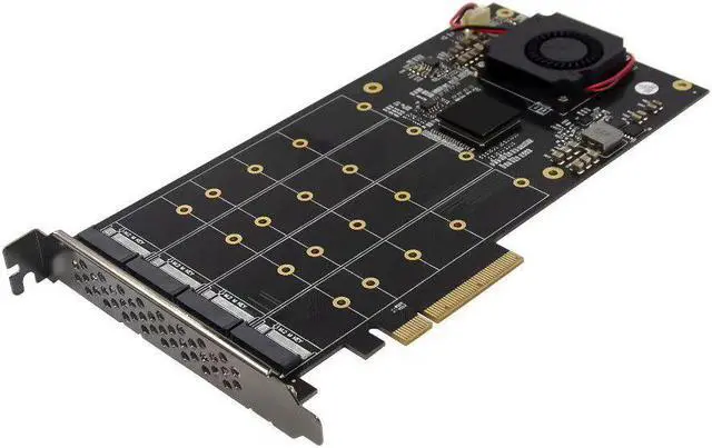 Alt view image 2 of 5 - 3.0 X4 PLX8724 to 4 Port M.2 NVMe SSD Adapter Expansion Card Quad Mkey Nvme to Pci-E Converter for PC 32G/bps win10 linux