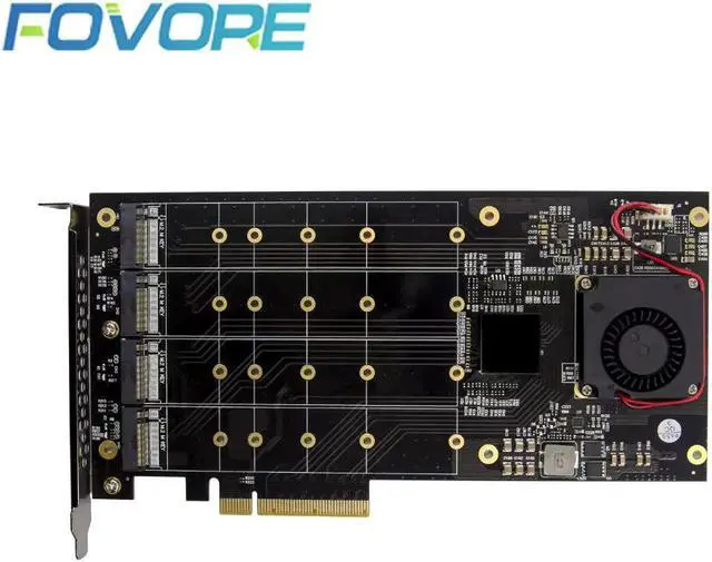 Alt view image 5 of 5 - 3.0 X4 PLX8724 to 4 Port M.2 NVMe SSD Adapter Expansion Card Quad Mkey Nvme to Pci-E Converter for PC 32G/bps win10 linux