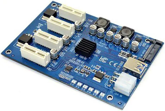 Alt view image 2 of 5 - NGFF PCIE PCI Express Extender Riser Card Adapter 4 PCI-E Slot Adapter PCIe Port Multiplier M2 Card for Mining