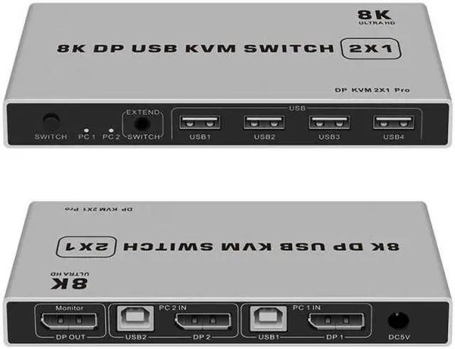 Main image of 8K Displayport KVM Switch USB Displayport KVM 144Hz DP Switcher 4KX2K/60Hz 2K/144Hz Displayport 2 in 1 out KVM USB