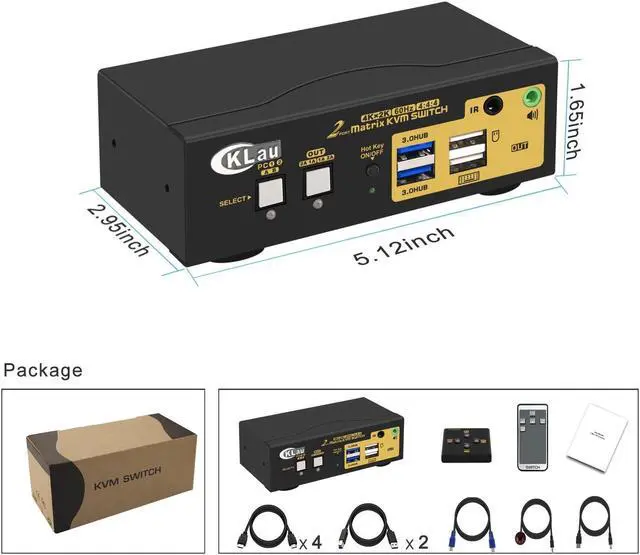 Alt view image 3 of 5 - au 2x2 USB 3.0 Dual Monitor Matrix  KVM Switch with Audio Compatible 4Kx2K@60Hz 4:4:4 Support Five Switching Modes