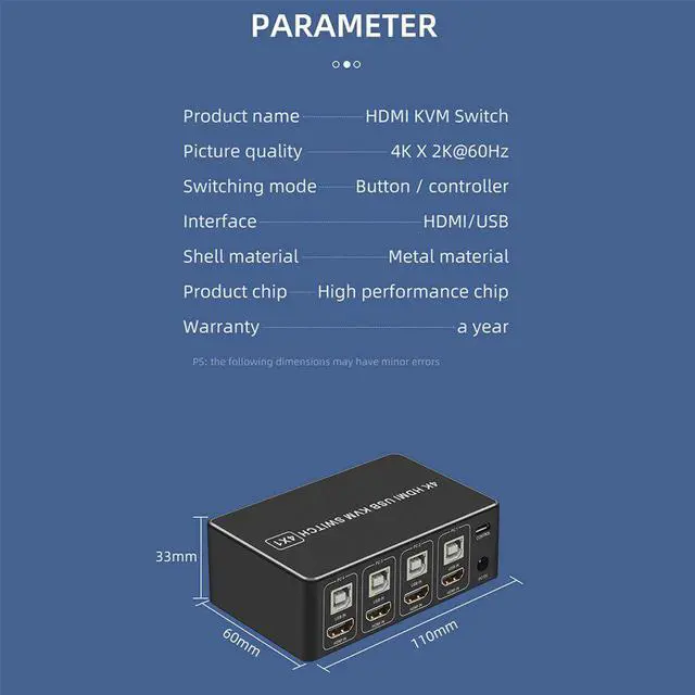 Alt view image 4 of 5 - 4 in 1 -compatible kvm switch usb 4 Port 4K Connector For computer monitor tv box displayport hub Mouse Keyboard