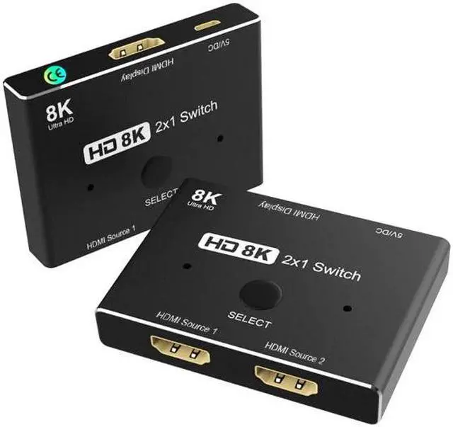 Main image of 8K -compatible 2.1 Switch Splitter KVM 2 in1 Out Ultra HD Switcher for Computer laptop 2 sources to 1 display Switcher NEW