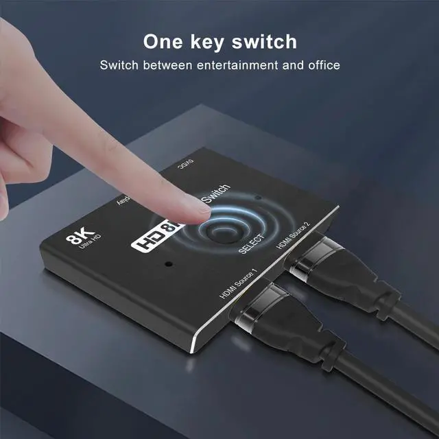 Alt view image 2 of 5 - 8K -compatible 2.1 Switch Splitter KVM 2 in1 Out Ultra HD Switcher for Computer laptop 2 sources to 1 display Switcher NEW
