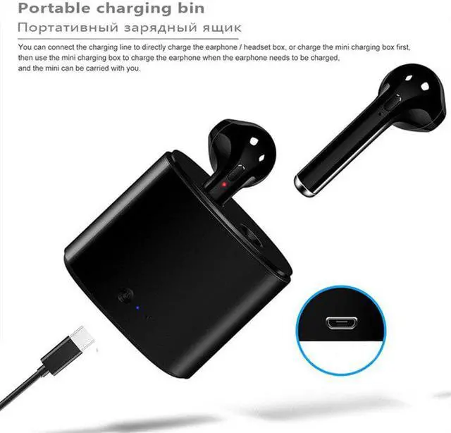 Alt view image 3 of 5 - i7s Bluetooth Earphone Wireless Headphones Air Earbuds Sport Handsfree Headset With Charging Box For Apple iPhone Android