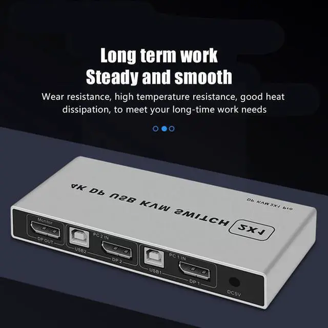 Alt view image 2 of 5 - Port 8k Displayport Kvm Switch Compatible With 4kx2k/60hz Kvm Usb Switch 2 / 4k/144hz In Out Dp 1 Displayport 2k Kvm