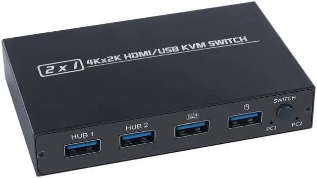 Alt view image 3 of 6 - AM-KVM 201CL Share 1 Monitor/Keyboard& Mouse Set KVM Switch HDMI-compatible/USB KVM Switch Support 2Kx4K 2 Hosts