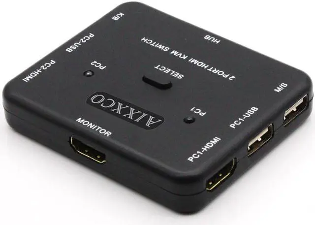 Alt view image 3 of 6 - AIXXCO HDMI KVM Switch 1.4v Switcher 2 Port PCs Sharing 2 Devices for Keyboard Mouse Printer Monitor Selector HDMI Switch KVM