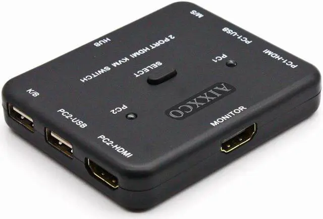 Alt view image 5 of 6 - AIXXCO HDMI KVM Switch 1.4v Switcher 2 Port PCs Sharing 2 Devices for Keyboard Mouse Printer Monitor Selector HDMI Switch KVM