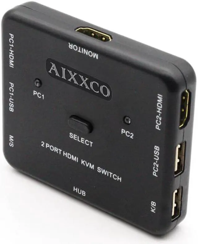 Alt view image 4 of 6 - AIXXCO HDMI KVM Switch 1.4v Switcher 2 Port PCs Sharing 2 Devices for Keyboard Mouse Printer Monitor Selector HDMI Switch KVM