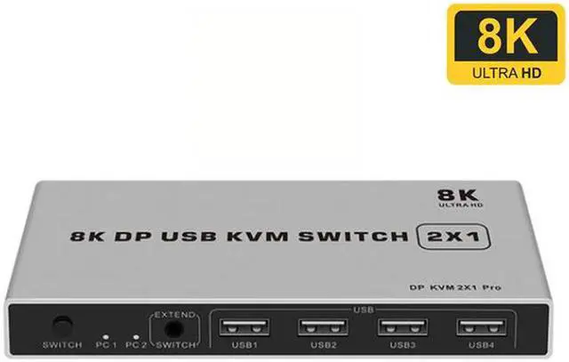 Main image of 8K Displayport KVM Switch 2-port DP USB KVM Switch 4K@144hz Displayport 1.4 Switch KVM Dp switch Support mouse&keyboad Printer