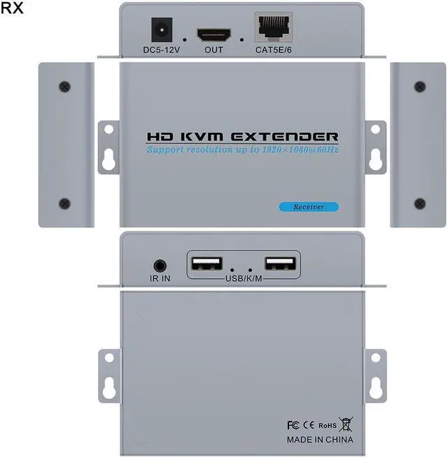 Alt view image 3 of 5 - 100m  Extender Over CAT5e/6 RJ45 LAN Ethernet Cable  KVM Extender 100M with IR Support 1080P TX+RX