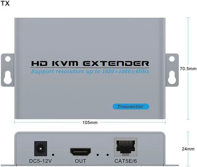 Alt view image 2 of 5 - 100m  Extender Over CAT5e/6 RJ45 LAN Ethernet Cable  KVM Extender 100M with IR Support 1080P TX+RX