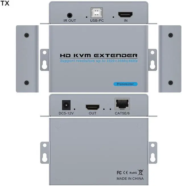 Alt view image 4 of 5 - 100m  Extender Over CAT5e/6 RJ45 LAN Ethernet Cable  KVM Extender 100M with IR Support 1080P TX+RX