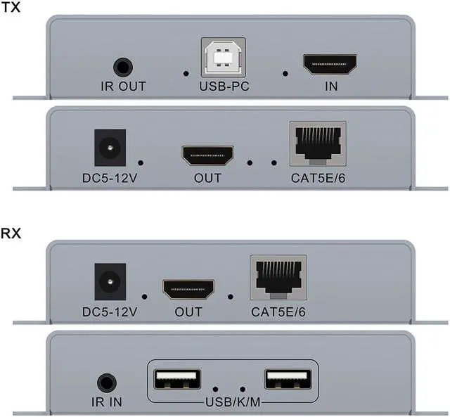 Alt view image 5 of 5 - 100m  Extender Over CAT5e/6 RJ45 LAN Ethernet Cable  KVM Extender 100M with IR Support 1080P TX+RX