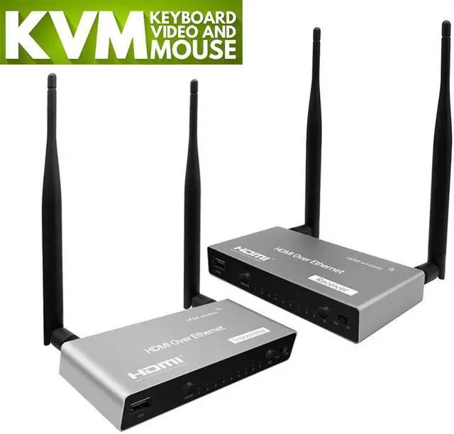 Alt view image 5 of 5 - 200M Wireless  Extender Support USB KVM Keyboard Mouse 1080P  Audio Video Sender Transmitter Receiver IR Remote PC To TV