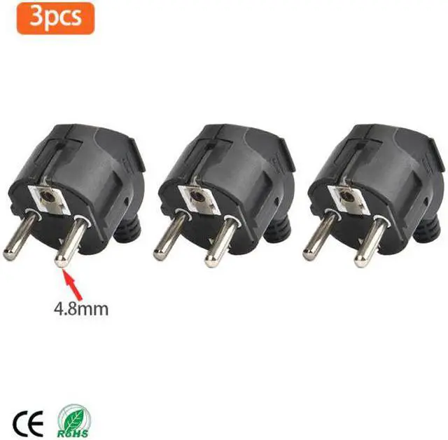 Main image of 16A EU 4.8mm AC Electrical Power Rewireable Plug Male for Wire Sockets Outlets Adapter Extension Cord Connector plug