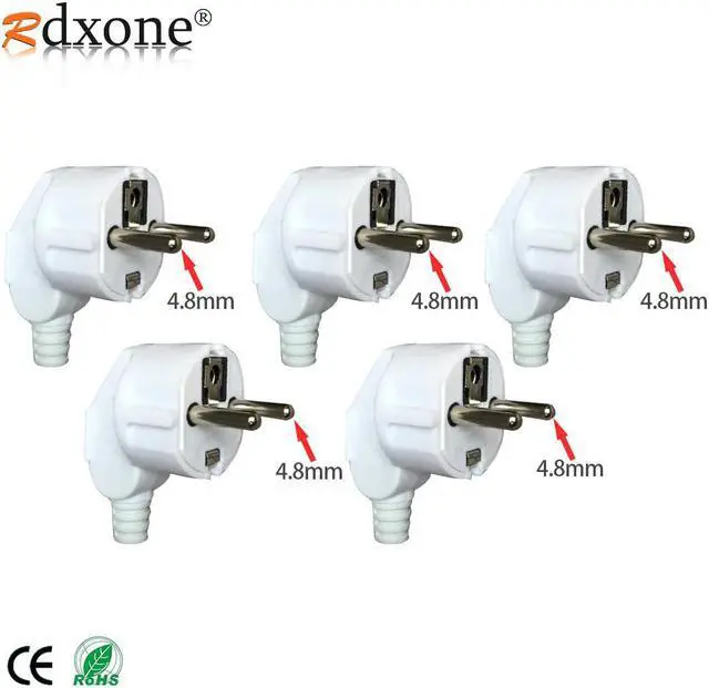 Alt view image 2 of 5 - 16A EU 4.8mm AC Electrical Power Rewireable Plug Male for Wire Sockets Outlets Adapter Extension Cord Connector plug