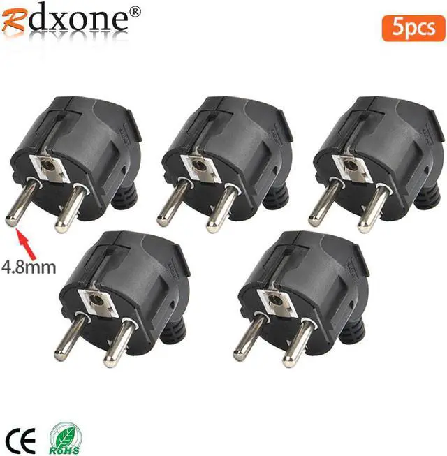 Alt view image 5 of 5 - 16A EU 4.8mm AC Electrical Power Rewireable Plug Male for Wire Sockets Outlets Adapter Extension Cord Connector plug