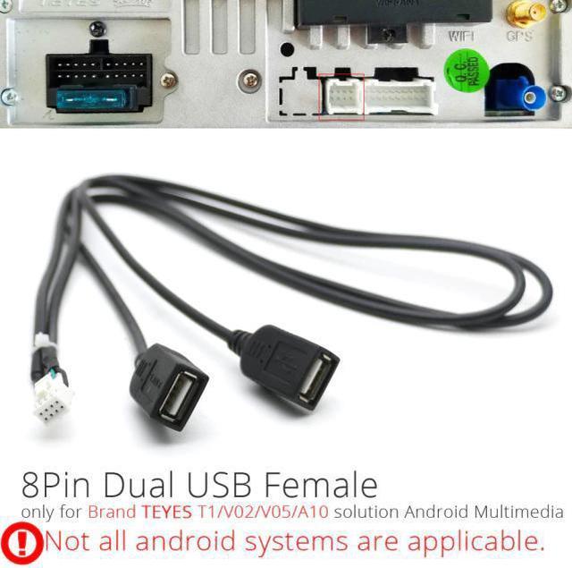 overgive Elegance direkte 4 6 8 Pin Plug Connector Dual USB Interface Cable Adapter for Android Radio  Navigation Multimedia IOS Car Player - Newegg.com