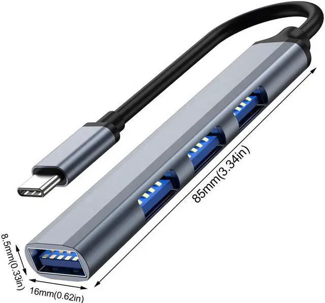 Alt view image 4 of 5 - 4 Ports USB 3.0 Type C HUB Multi Splitter OTG Adapter Laptop PC High Speed Dock Station For Notebook 2.5 Inch Mobile HDD Grey