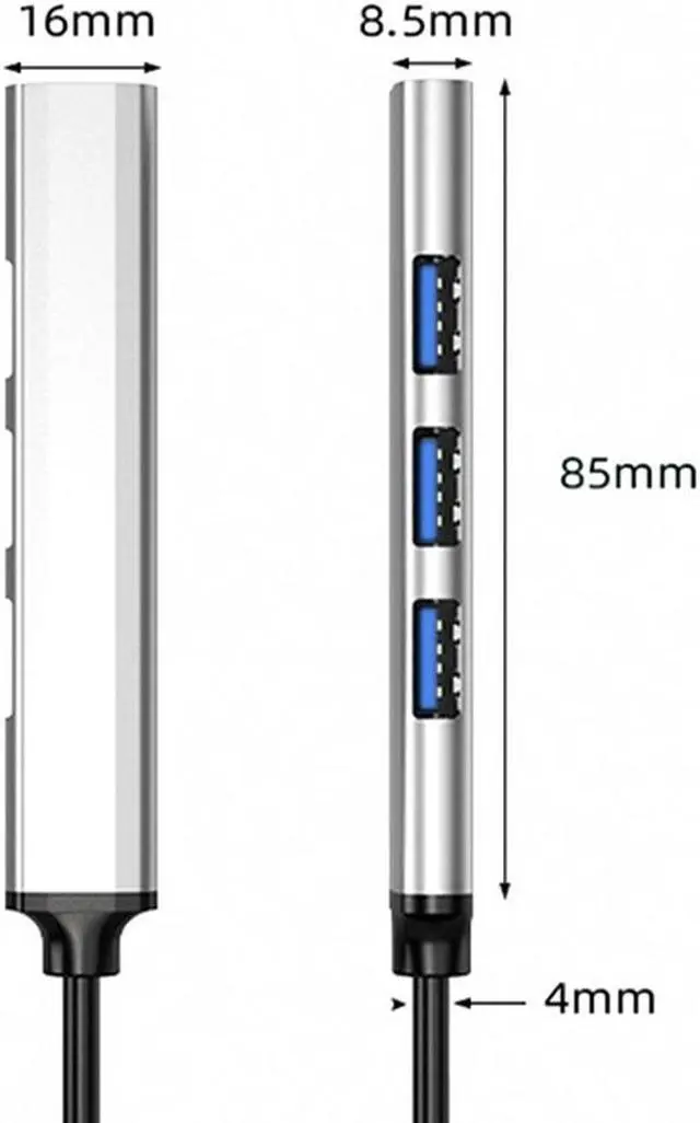 Alt view image 3 of 5 - 4 Ports USB 3.0 Type C HUB Multi Splitter OTG Adapter Laptop PC High Speed Dock Station For Notebook 2.5 Inch Mobile HDD Grey