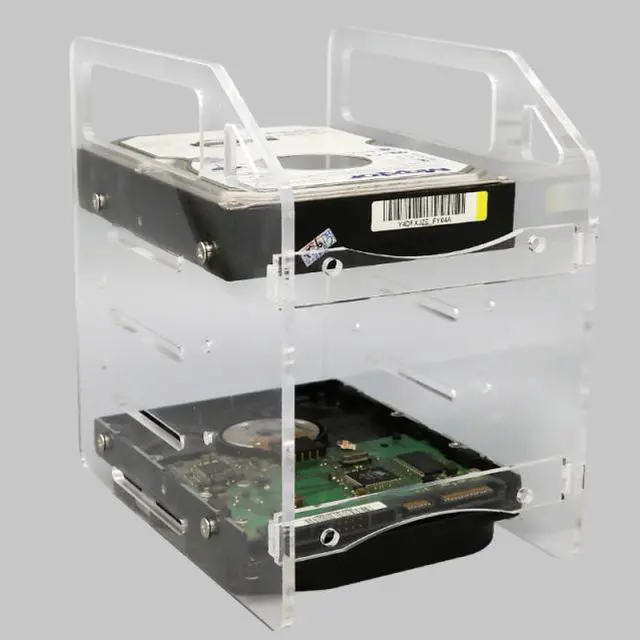 Main image of DIY Acrylic Hard Drive Bracket Transparent Hard Disk Shelf Desktop Computer External Storage Box HDD Hard Disk Drives Cage