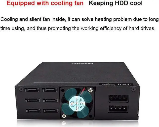 Alt view image 4 of 5 - 4 / 6-Bay 2.5inch SATA SSD HDD Hot Swap Mobile Rack/Enclosure Hard Disk Enclosure Rack Data Storage For 5.25 Drive Bay