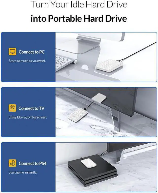 Alt view image 4 of 5 - 2.5 Inch HDD Case SATA to USB 3.0 5Gbps 4TB SSD HDD Enclosure Support UASP External HD Case Hard Drive Box for 7-9.5mm HDD