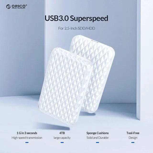 Alt view image 5 of 5 - 2.5 Inch HDD Case SATA to USB 3.0 5Gbps 4TB SSD HDD Enclosure Support UASP External HD Case Hard Drive Box for 7-9.5mm HDD