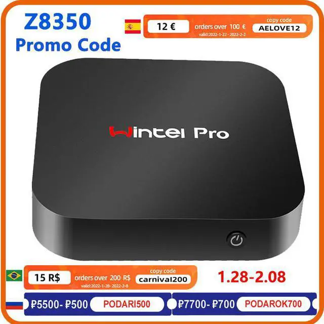 Alt view image 5 of 5 - Wintel Pro Windows 10 Mini PC Intel 8350 4GB 64GB Pc Gamer USB 3.0 WIFI BT4.0 RJ45 1000M LAN Mini Computador VS Beelink BT4