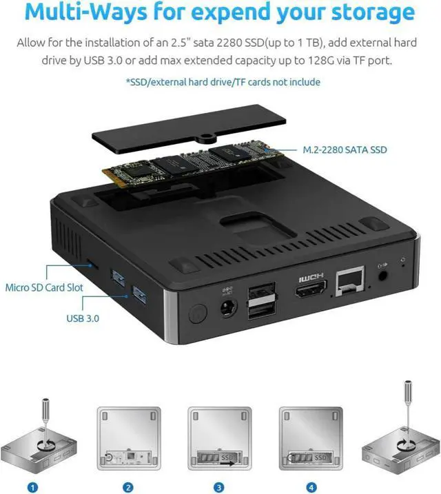Alt view image 2 of 5 - Celeron N3350 Windows 10 Mini PC 6G RAM 64G ROM 2.4G WiFi BT4.0 VGA Office Desktop Computer VS Beelink T4 PRO