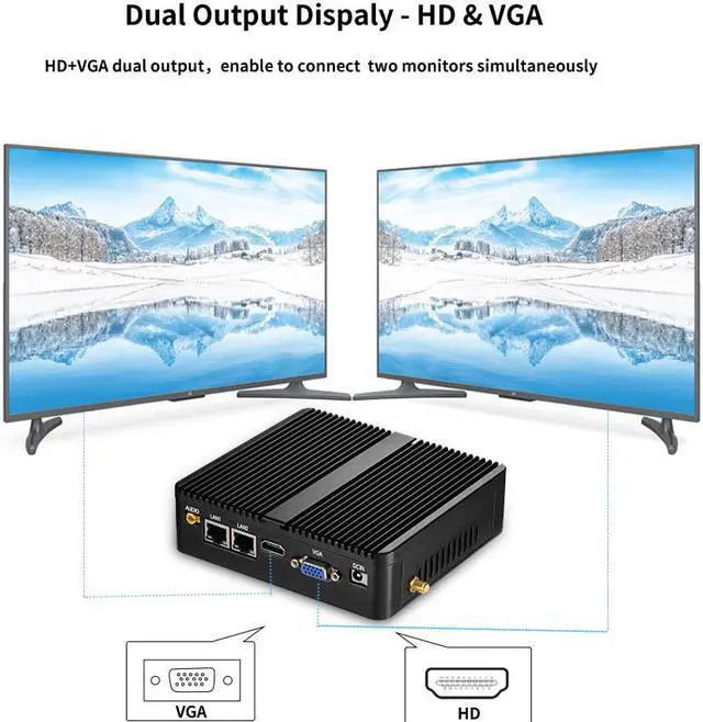 Alt view image 2 of 5 - Industrial Mini PC Celeron J4125 Windows 10 Pro HTPC Dual LAN Gigabit 2 COM WiFi HDMI 2955U Mini Computer Desktop
