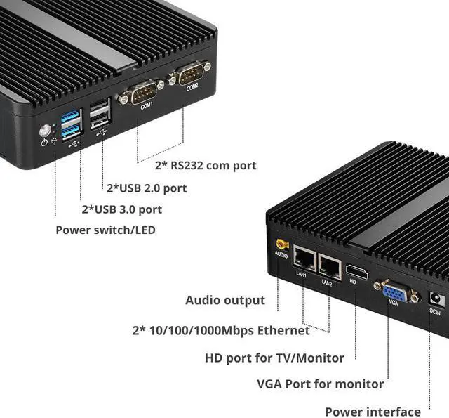 Alt view image 4 of 5 - Industrial Mini PC Celeron J4125 Windows 10 Pro HTPC Dual LAN Gigabit 2 COM WiFi HDMI 2955U Mini Computer Desktop