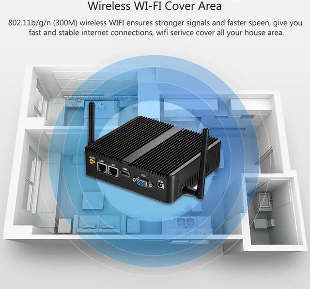Main image of Industrial Mini PC Celeron J4125 Windows 10 Pro HTPC Dual LAN Gigabit 2 COM WiFi HDMI 2955U Mini Computer Desktop