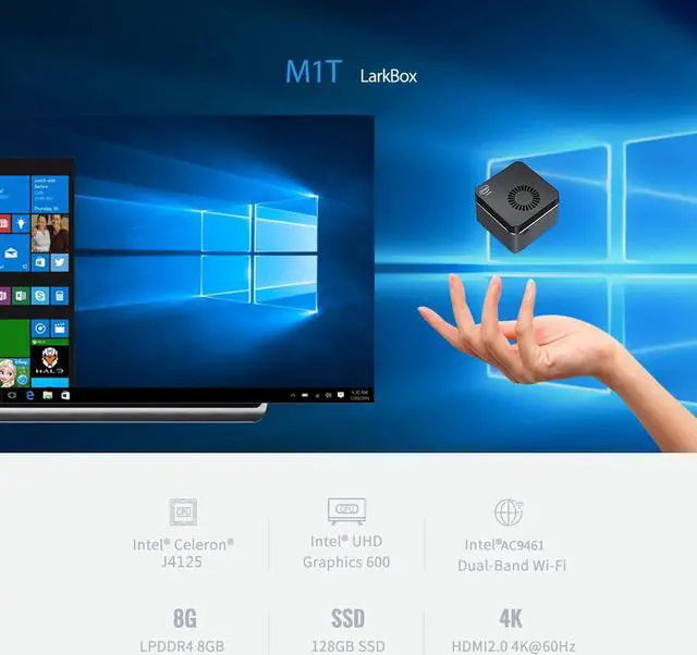 Alt view image 2 of 5 - M1T Mini PC Windows 10 Pro Portable PC Mini Computer  Celeron J4125 Quad Core 8GB 256GB SSD Linux LAN BT Gamer VS GK3V SER3