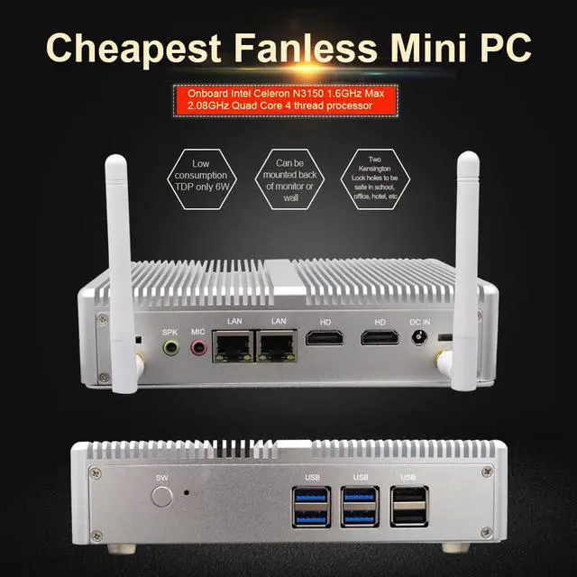 Alt view image 5 of 7 - Mini PC GK3V AK3V Intel Celeron J4125 J3455 Quad Core DDR4 8GB 128GB Windows 10 Desktop with HD VGA Port 1000M LAN BT4.2