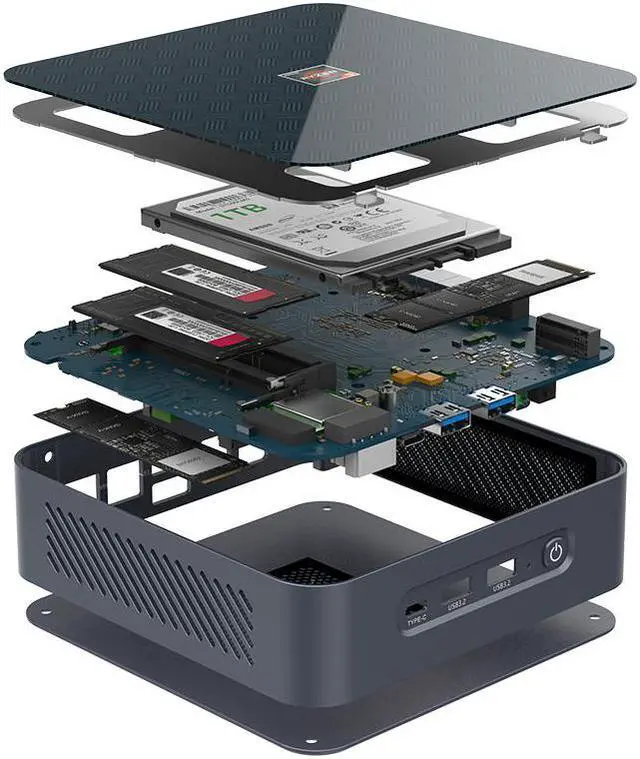Alt view image 4 of 7 - Ryzen Mini PC Ryzen 9 5900HX 7 PRO 5850U Windows 11 Dual LAN NVMe SSD Vega 8 Graphics Desktop PC Gaming Computer Type-C WiFi