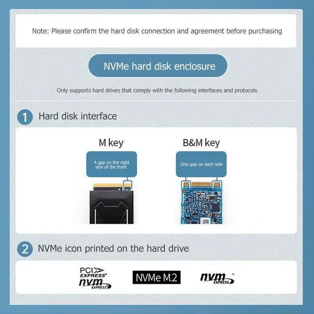 Alt view image 4 of 5 - 1pcs 20Gbps/10Gbps/5Gbps M.2 NVME SSD Enclosure Type-C Solid State Drive Mobile Case HDD Case with Cable for M2 SSD Box