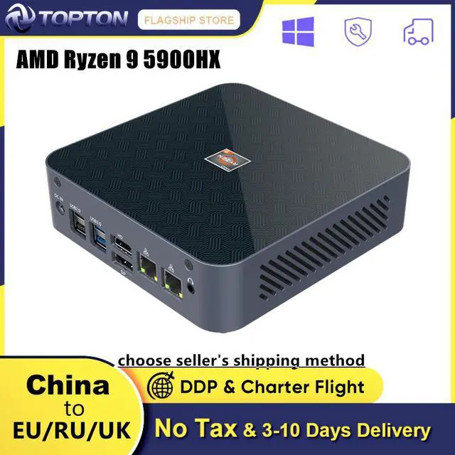Alt view image 5 of 5 - Topton NUC Gaming Mini PC AMD Ryzen 9 5900HX R7 5800U 2*DDR4 2*M.2 NVMe SSD 2.5G LAN Micro Desktop Computer Windows 11 4K HTPC