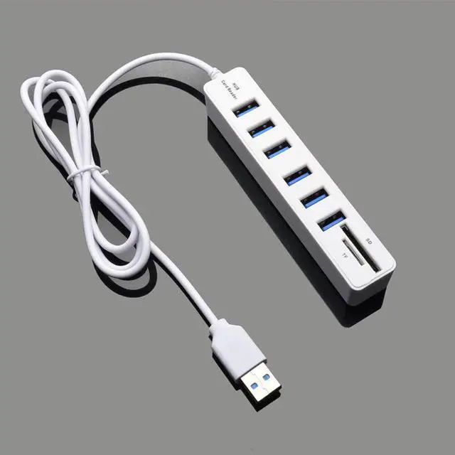 Alt view image 4 of 5 - Hub 8 in 1 Combo Splitter 6 Ports 2.0 High Speed Hub Micro Card Reader SD TF Multi All In One for PC Computer Accessories