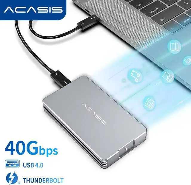 Alt view image 5 of 5 - Thunderbolt 3 NVME M.2 SSD Case External Hard Drive Aluminum Alloy HDD Docking Station NVNE Enclosure for Laptop Desktop