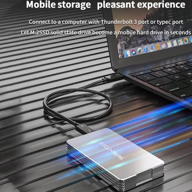 Alt view image 2 of 5 - Thunderbolt 3 NVME M.2 SSD Case External Hard Drive Aluminum Alloy HDD Docking Station NVNE Enclosure for Laptop Desktop