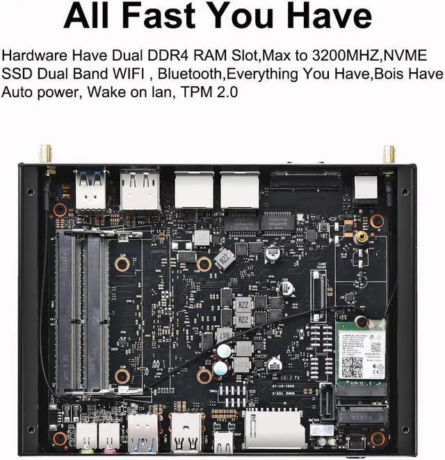 Alt view image 4 of 5 - KC10F Mini PC Fanless Intel Core i5 i7 Desktop Gaming Computer Support Windows 11 industrial PC Dual lan Nvme SSD