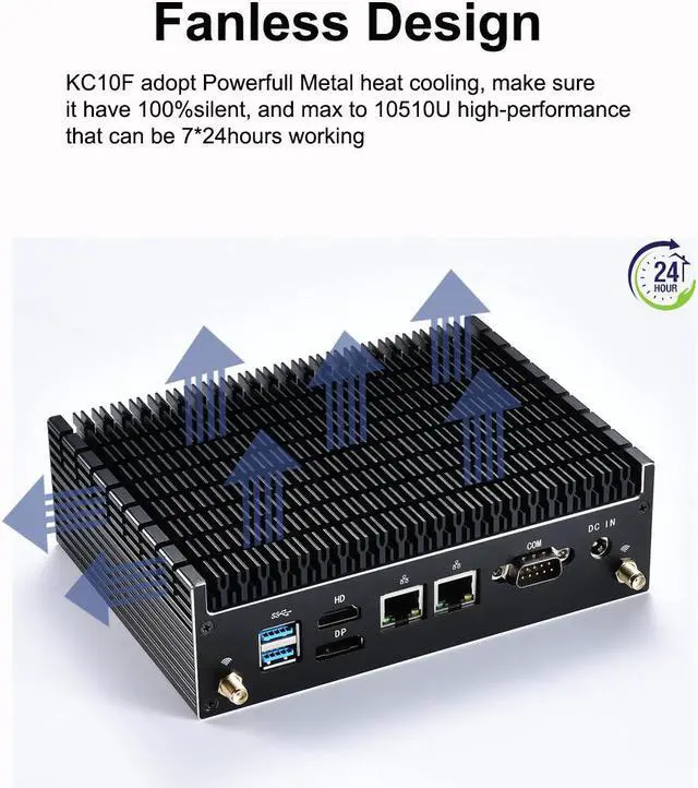 Alt view image 2 of 5 - KC10F Mini PC Fanless Intel Core i5 i7 Desktop Gaming Computer Support Windows 11 industrial PC Dual lan Nvme SSD