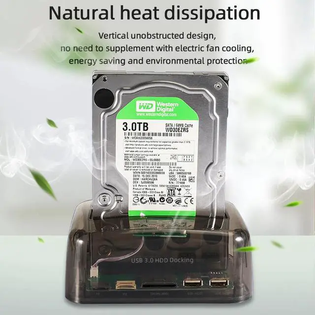 Alt view image 4 of 5 - External 2.5 3.5 Hard Drive/Disk/SATA/IDE/Dual/SSD/HDD Docking Station USB 3.0 eSATA HD Card Reader/Housing/Box Laptop