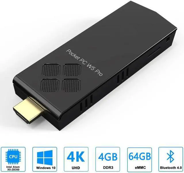 Alt view image 4 of 5 - Mini PC Windows 10 licenced Intel Z8350 Micro PC Compute Stick Quad Core 1.44GHz 2.4G&5G WiFi Compute Stick